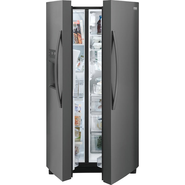 Frigidaire Gallery 25.6-cu ft Standard-Depth 36-in Wide Side-by-Side Refrigerator with Ice Maker ,Water and Ice Dispenser ( Fingerprint Resistant Black Stainless Steel ) ENERGY STAR Certified