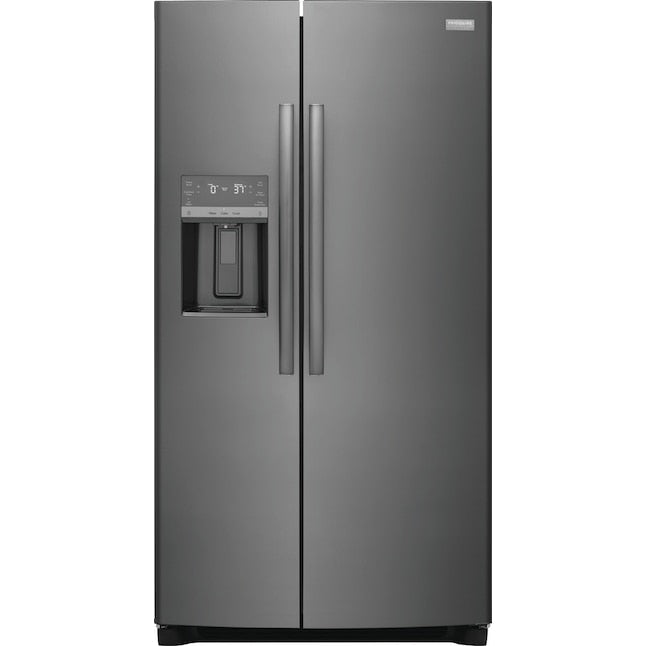 Frigidaire Gallery 25.6-cu ft Standard-Depth 36-in Wide Side-by-Side Refrigerator with Ice Maker ,Water and Ice Dispenser ( Fingerprint Resistant Black Stainless Steel ) ENERGY STAR Certified