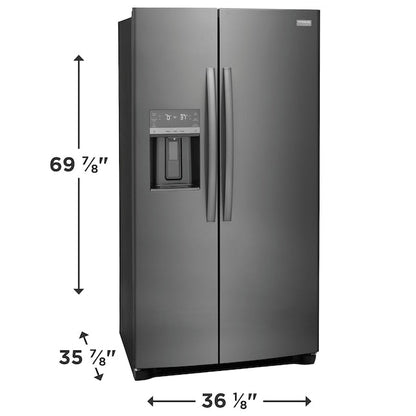 Frigidaire Gallery 25.6-cu ft Standard-Depth 36-in Wide Side-by-Side Refrigerator with Ice Maker ,Water and Ice Dispenser ( Fingerprint Resistant Black Stainless Steel ) ENERGY STAR Certified