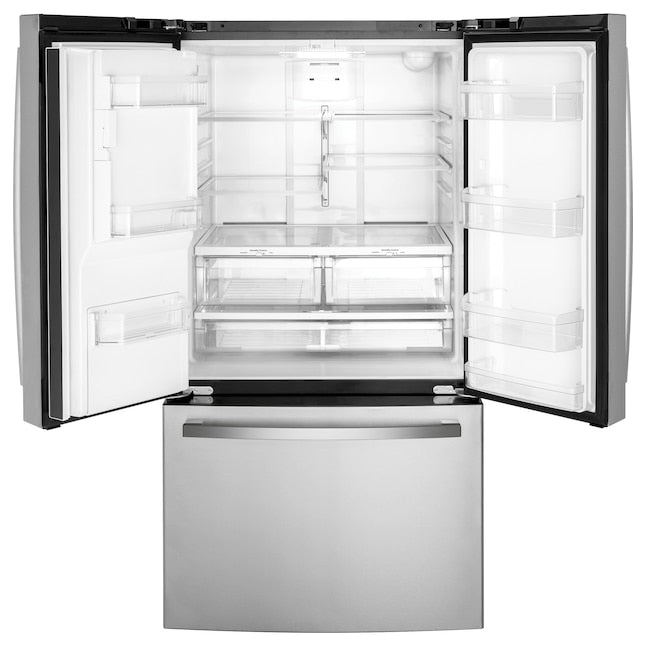 GE Counter-Depth 20.6-cu ft 3 -Door French Door Refrigerator with Ice Maker with Water and Ice Dispenser ( Stainless Steel ) ENERGY STAR Certified