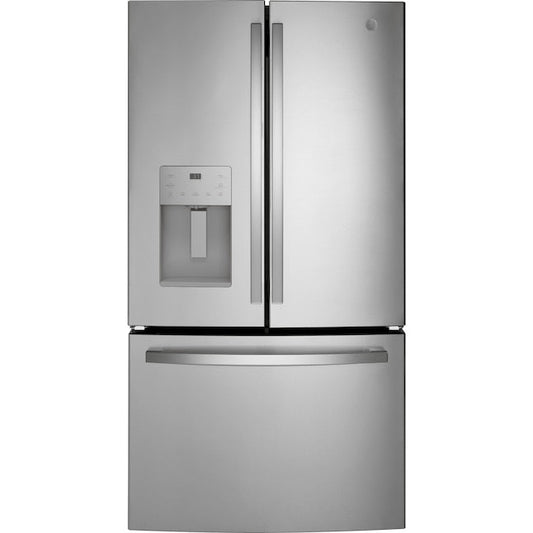 GE Counter-Depth 20.6-cu ft 3 -Door French Door Refrigerator with Ice Maker with Water and Ice Dispenser ( Stainless Steel ) ENERGY STAR Certified
