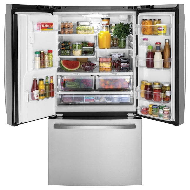 GE Counter-Depth 20.6-cu ft 3 -Door French Door Refrigerator with Ice Maker with Water and Ice Dispenser ( Stainless Steel ) ENERGY STAR Certified