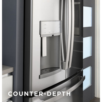 GE Counter-Depth 20.6-cu ft 3 -Door French Door Refrigerator with Ice Maker with Water and Ice Dispenser ( Stainless Steel ) ENERGY STAR Certified