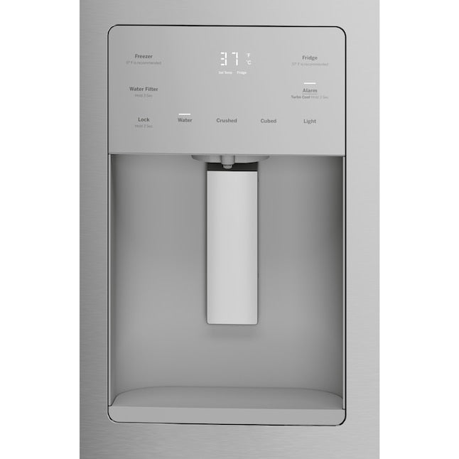 GE Counter-Depth 20.6-cu ft 3 -Door French Door Refrigerator with Ice Maker with Water and Ice Dispenser ( Stainless Steel ) ENERGY STAR Certified