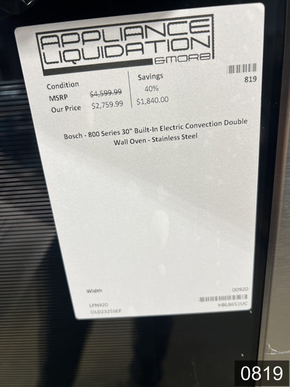Bosch 800 Series 30 inch Double Electric Wall Oven with Self-cleaning ( Stainless Steel )