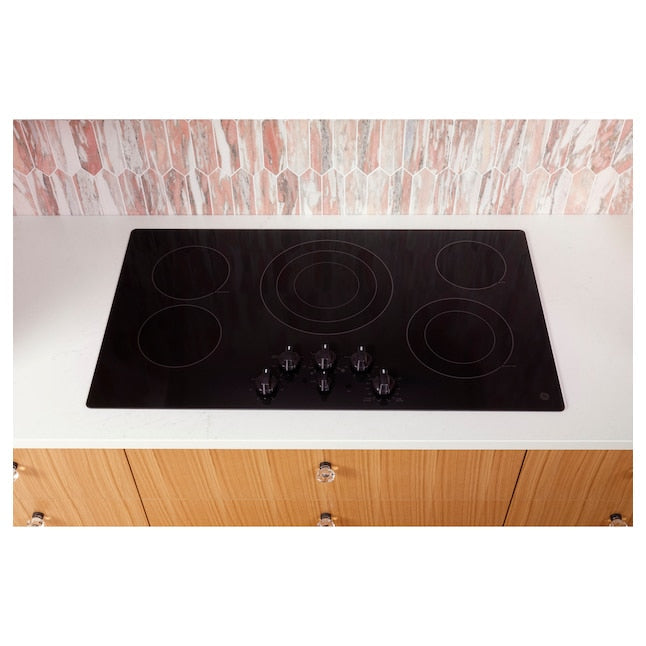 GE 30-in 5 burners Smooth Surface (Radiant) Black Electric Cooktop