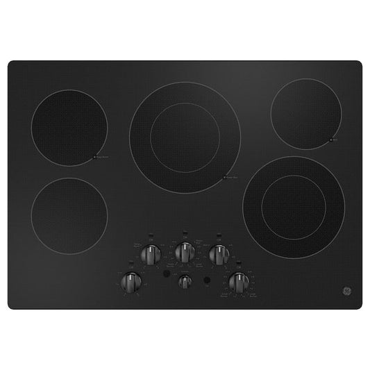 GE 30-in 5 burners Smooth Surface (Radiant) Black Electric Cooktop