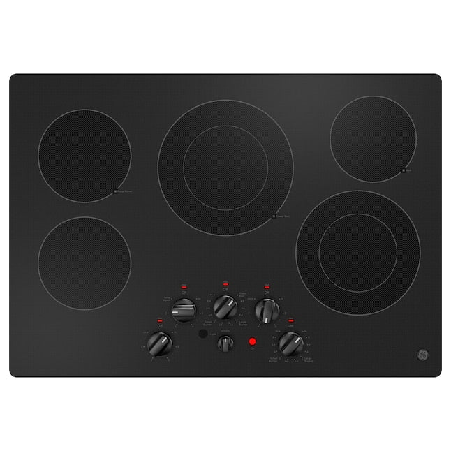 GE 30-in 5 burners Smooth Surface (Radiant) Black Electric Cooktop