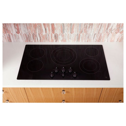 GE 36-in 5 burners Smooth Surface (Radiant) Black Electric Cooktop