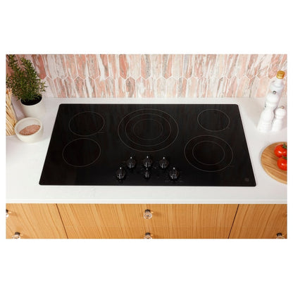 GE 36-in 5 burners Smooth Surface (Radiant) Black Electric Cooktop