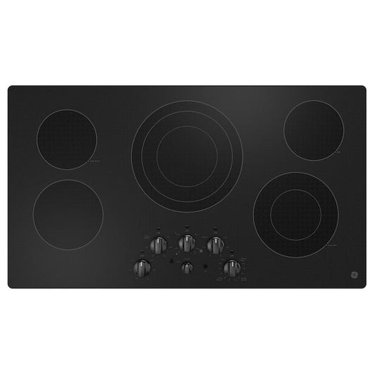 GE 36-in 5 burners Smooth Surface (Radiant) Black Electric Cooktop