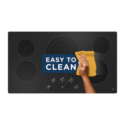 GE 36-in 5 burners Smooth Surface (Radiant) Black Electric Cooktop