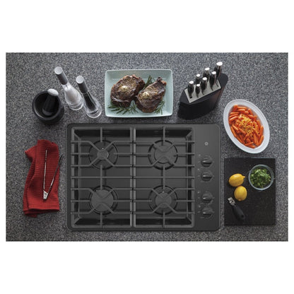 GE 30-in 4 burners Black Gas Cooktop