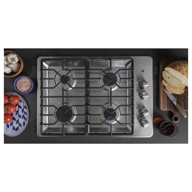 GE 30-in 4 burners Stainless steel Gas Cooktop
