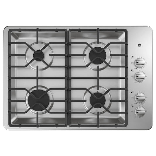 GE 30-in 4 burners Stainless steel Gas Cooktop