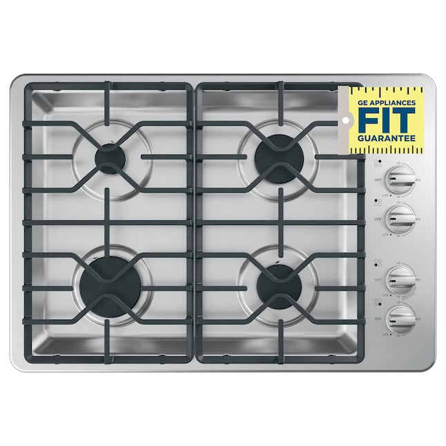 GE 30-in 4 burners Stainless steel Gas Cooktop