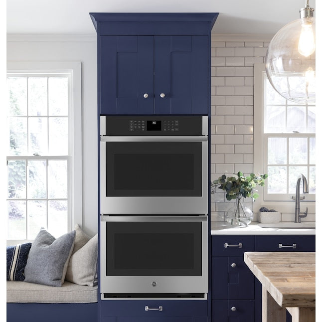 GE 27 inch Smart Compatible Double Electric Wall Oven with Self + Steam Cleaning ( Stainless Steel )