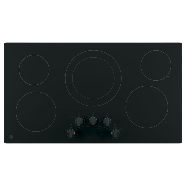 GE 36-in 5 burners Smooth Surface (Radiant) Black Electric Cooktop