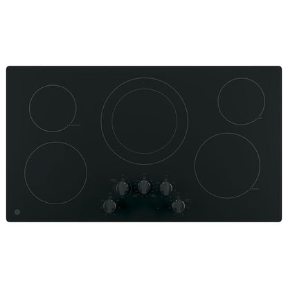 GE 36-in 5 burners Smooth surface Black Electric Cooktop
