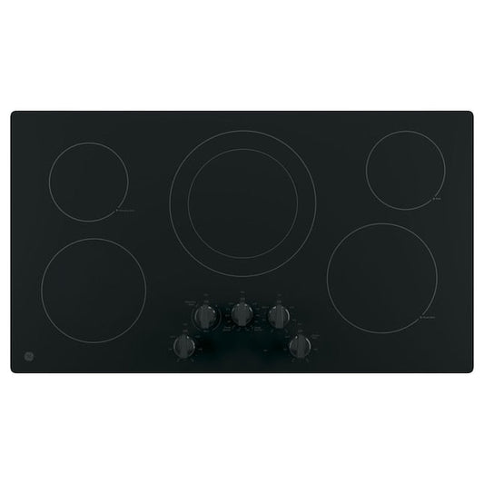 GE 36-in 5 burners Smooth surface Black Electric Cooktop