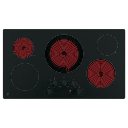 GE 36-in 5 burners Smooth Surface (Radiant) Black Electric Cooktop