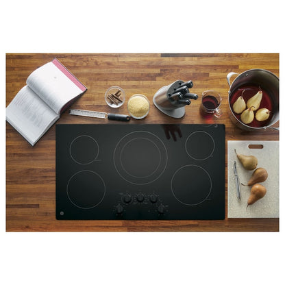 GE 36-in 5 burners Smooth Surface (Radiant) Black Electric Cooktop