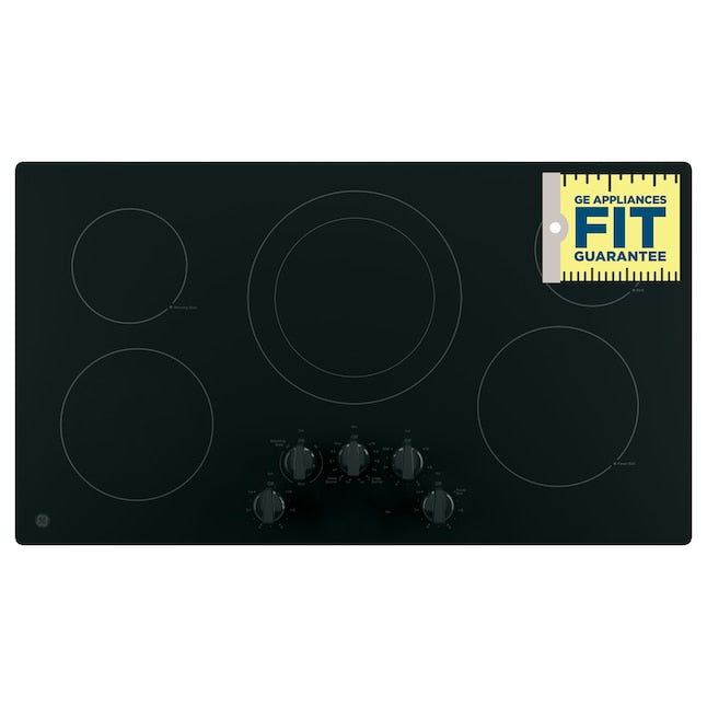 GE 36-in 5 burners Smooth surface Black Electric Cooktop