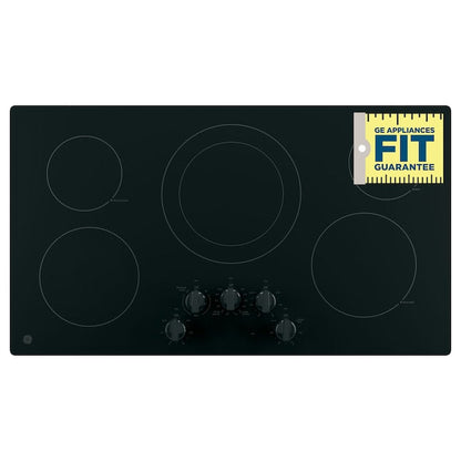 GE 36-in 5 burners Smooth Surface (Radiant) Black Electric Cooktop