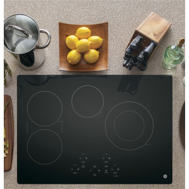 GE 30-in 4 burners Smooth surface Black Electric Cooktop