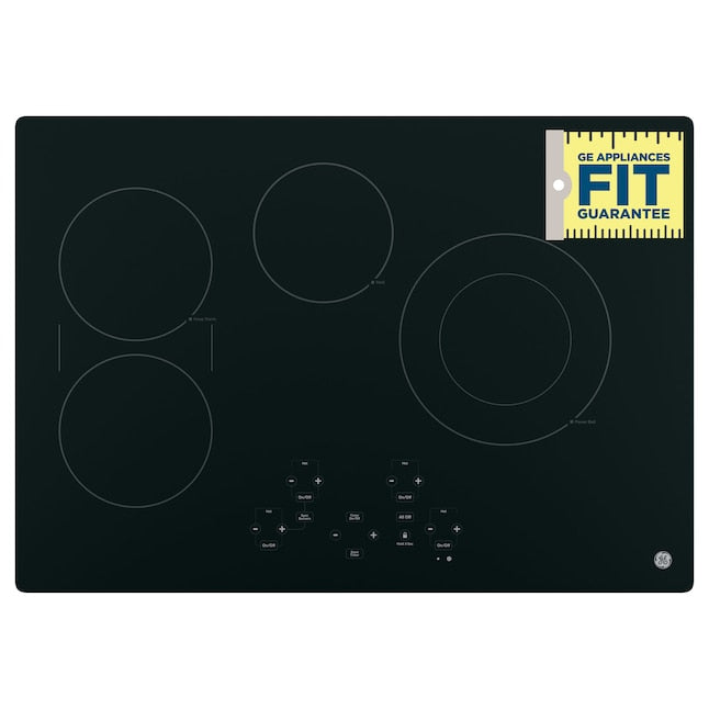 GE 30-in 4 burners Smooth surface Black Electric Cooktop