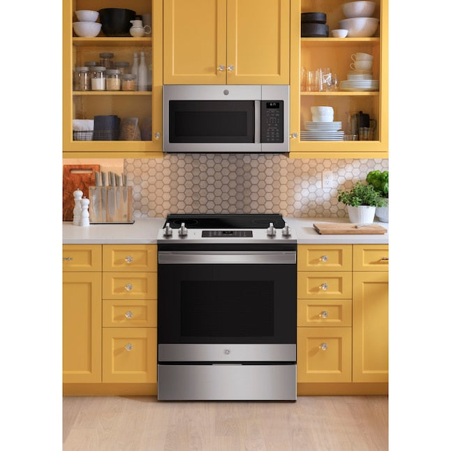 GE 1.7-cu ft 29.9-in Over-the-Range Microwave with Sensor Cooking ( Stainless steel )