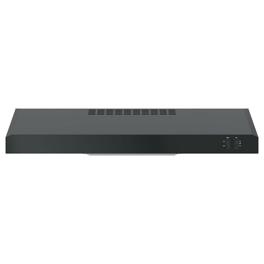 GE 30 inch Convertible 200-CFM Black Under Cabinet Range Hood with Charcoal Filter