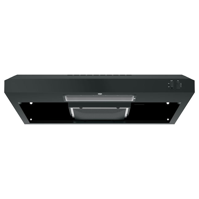 GE 30 inch Convertible 200-CFM Black Under Cabinet Range Hood with Charcoal Filter