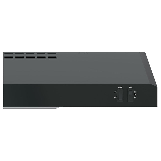 GE 30 inch Convertible 200-CFM Black Under Cabinet Range Hood with Charcoal Filter