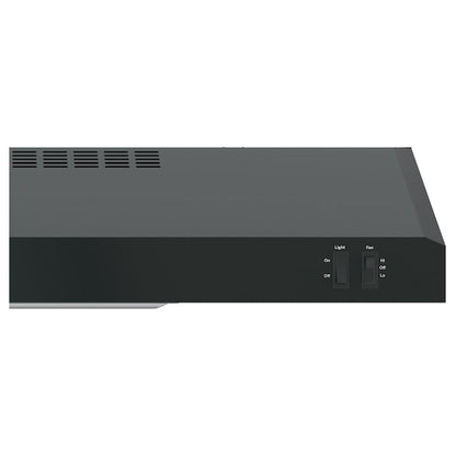 GE 30 inch Convertible 200-CFM Black Under Cabinet Range Hood with Charcoal Filter
