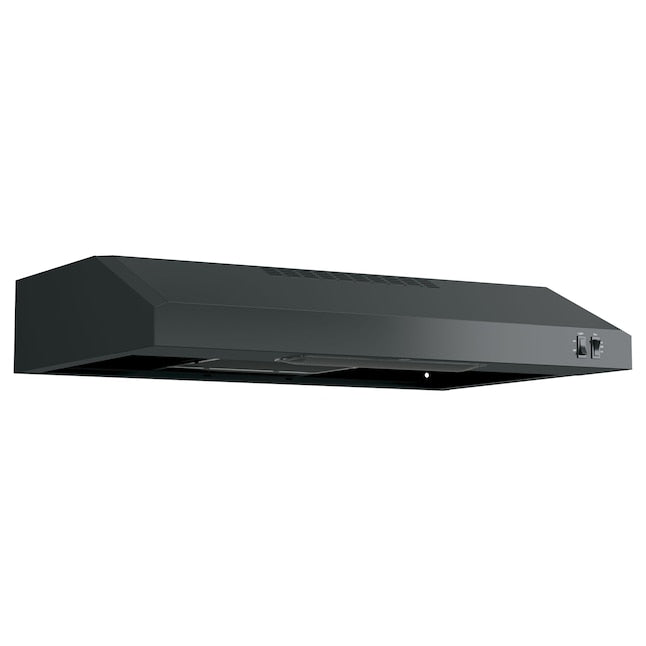 GE 30 inch Convertible 200-CFM Black Under Cabinet Range Hood with Charcoal Filter