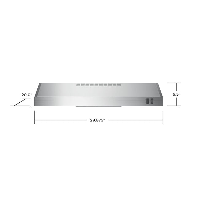 GE 30 inch Convertible 200-CFM Stainless steel Under Cabinet Range Hood