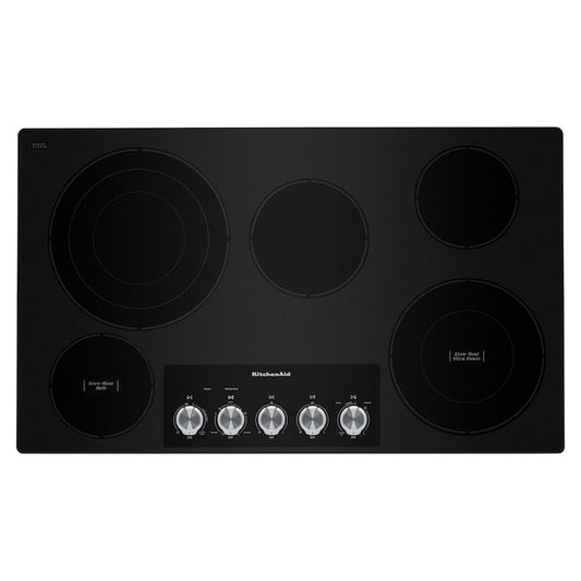 KitchenAid 36-in 5 burners Smooth Surface (Radiant) Black Electric Cooktop