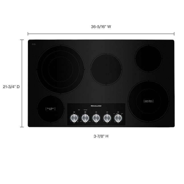 KitchenAid 36-in 5 burners Smooth surface Black Electric Cooktop