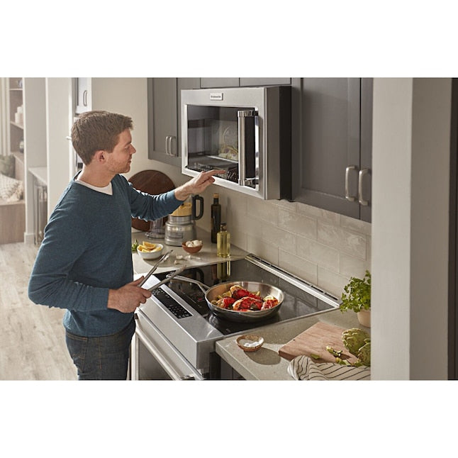 KitchenAid 1.9-cu ft Air Fry 29.9-in Over-the-Range Convection Microwave with Sensor Cooking ( Stainless Steel with PrintShield Finish )