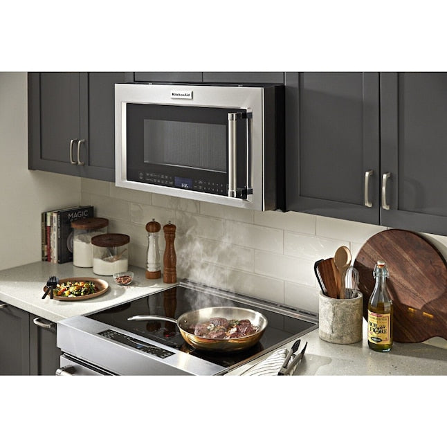 KitchenAid 1.9-cu ft Air Fry 29.9-in Over-the-Range Convection Microwave with Sensor Cooking ( Stainless Steel with PrintShield Finish )