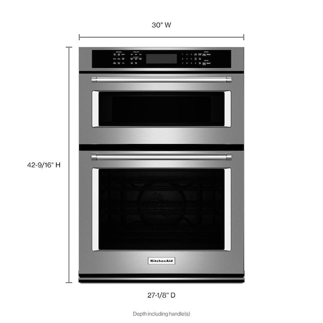 KitchenAid 30 inch Self-cleaning Microwave Wall Oven Combo ( Stainless Steel )