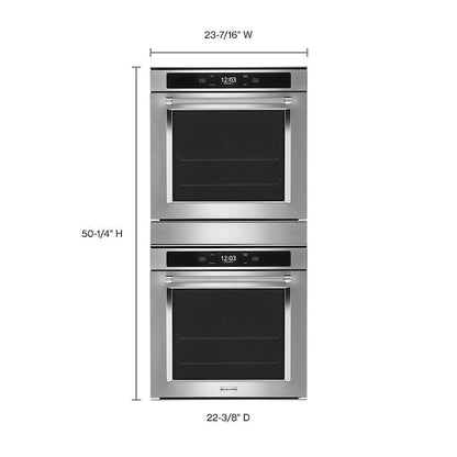 KitchenAid 24 inch Smart Compatible Double Electric Wall Oven with Self + Steam Cleaning ( Fingerprint Resistant Stainless Steel )