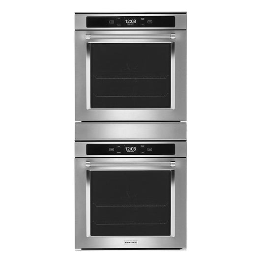 KitchenAid 24 inch Smart Compatible Double Electric Wall Oven with Self + Steam Cleaning ( Fingerprint Resistant Stainless Steel )