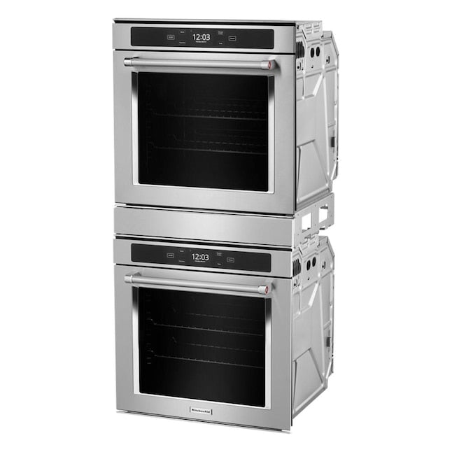 KitchenAid 24 inch Smart Compatible Double Electric Wall Oven with Self + Steam Cleaning ( Fingerprint Resistant Stainless Steel )