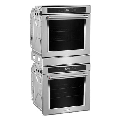 KitchenAid 24 inch Smart Compatible Double Electric Wall Oven with Self + Steam Cleaning ( Fingerprint Resistant Stainless Steel )