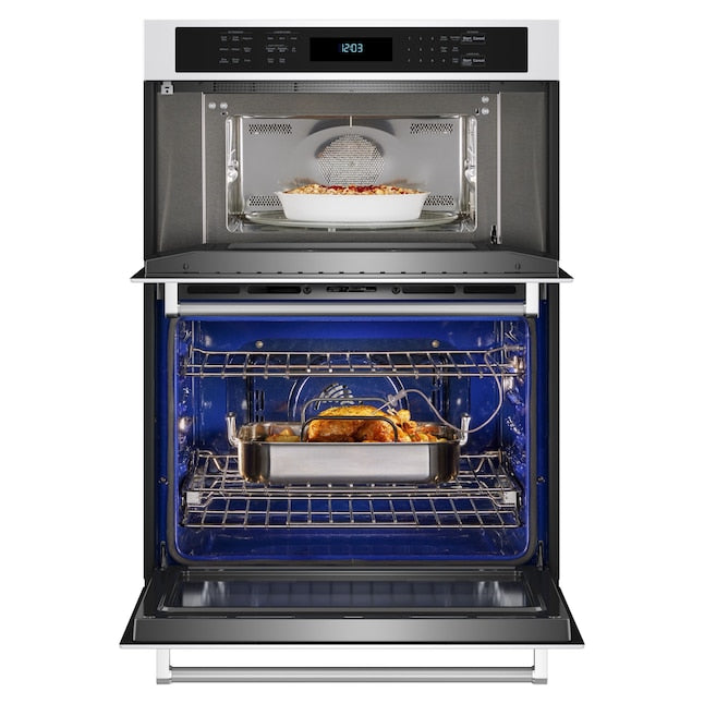 KitchenAid 30 inch Self-cleaning Air Fry Microwave Wall Oven Combo ( White )