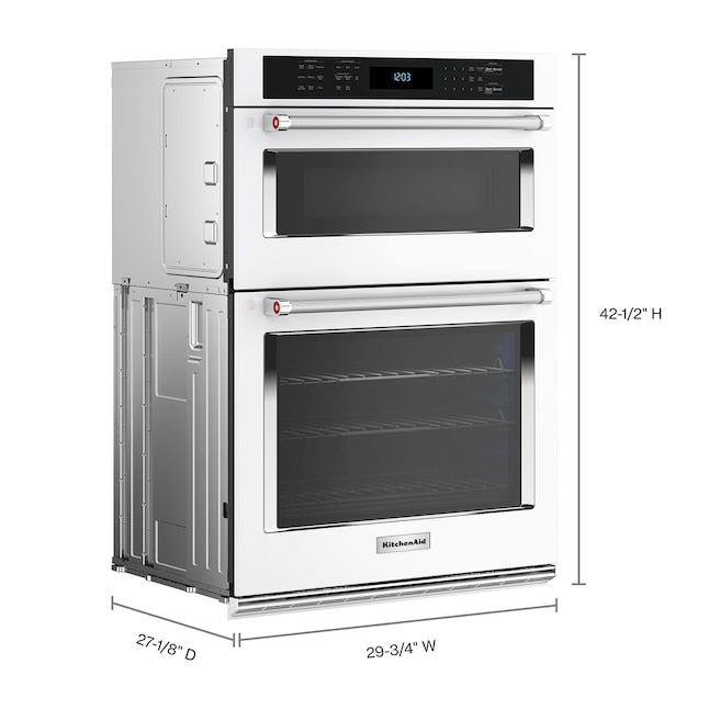KitchenAid 30 inch Self-cleaning Air Fry Microwave Wall Oven Combo ( White )