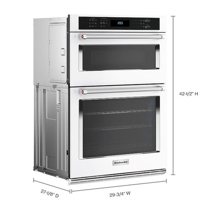 KitchenAid 30 inch Self-cleaning Air Fry Microwave Wall Oven Combo ( White )