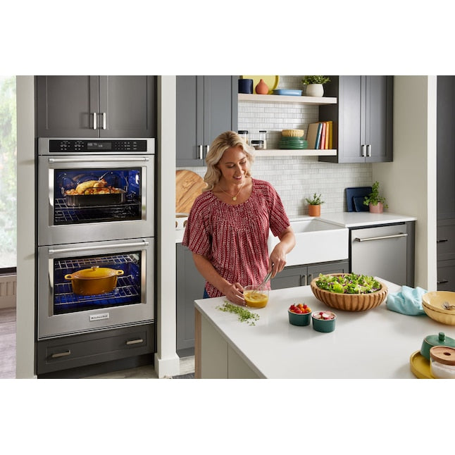 KitchenAid 30 inch Double Electric Wall Oven with Air Fry Self-cleaning ( Stainless Steel )